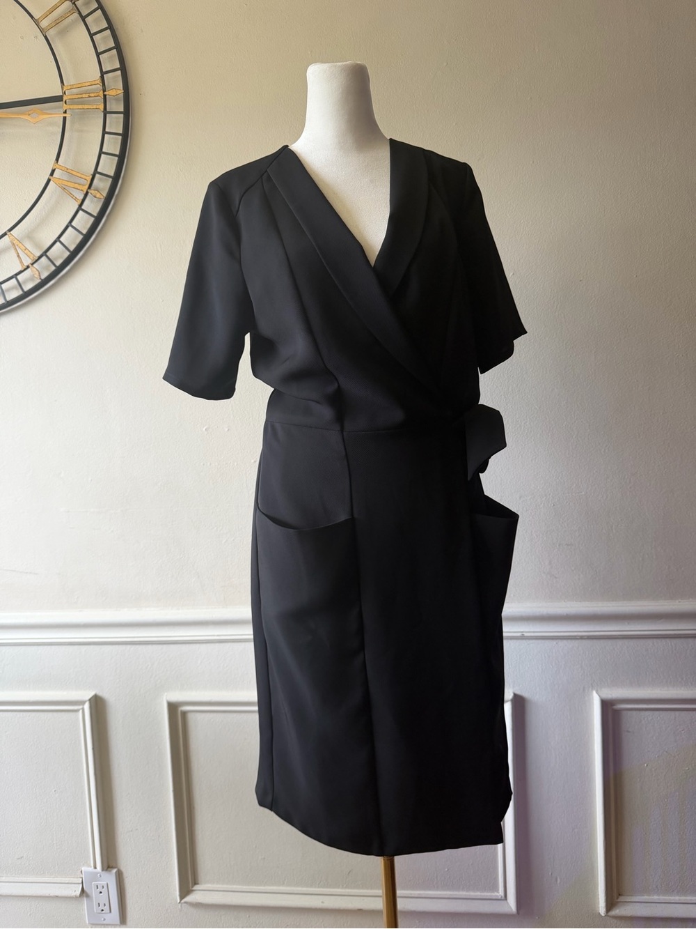 NWT Filippa K Classic Black Wrap Dress with Side Tie Sz Large